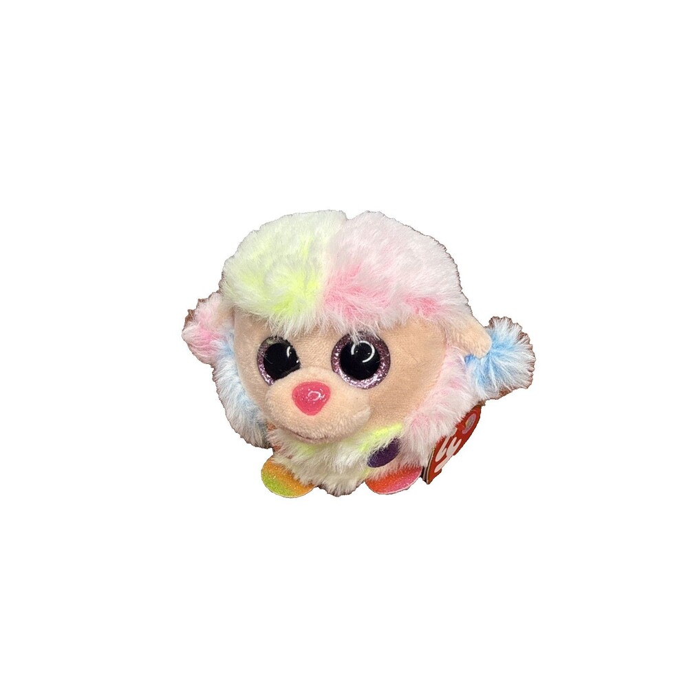 Ty Puffies Rainbow Dog Round Plush Stuffed Animal Toy NWT 3" Stocking Stuffer